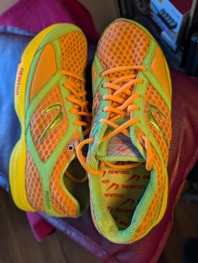 Newton Orange and Lime Green Mesh Lace-Up Sneakers